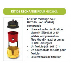 Kit de rechange cartouche jetable HZC + flexible + bouchon de sécurité